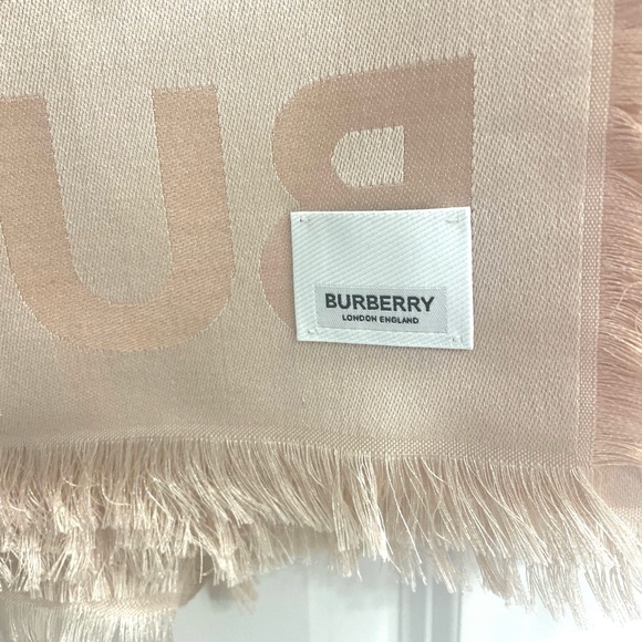 Authentic Burberry Monogram Silk Wool Large Square Scarf - Picture 10 of 14